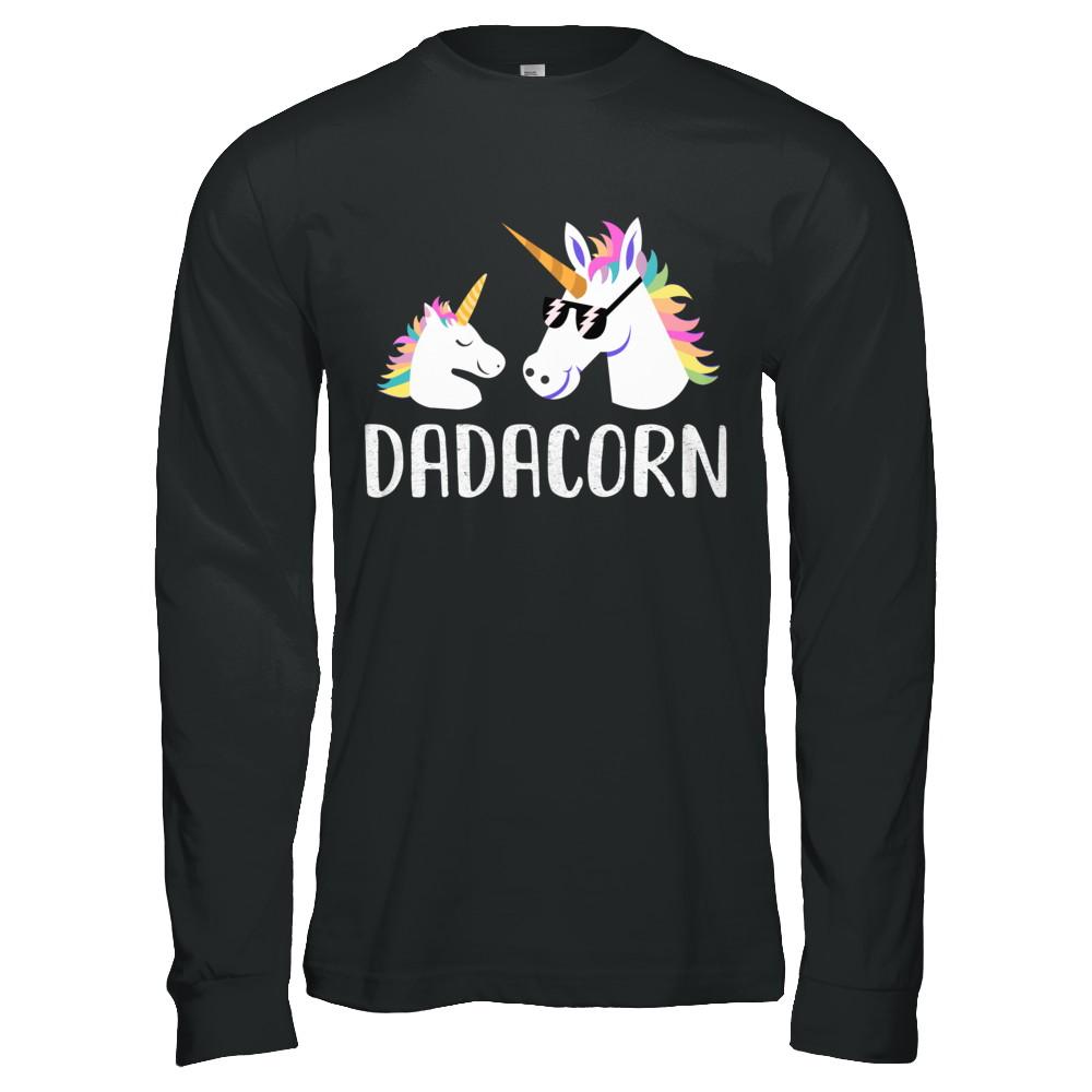 Dadacorn Unicorn Dad And Baby Fathers Day-T-Shirt & Hoodie-Long Sleeve T-Shirt-Black