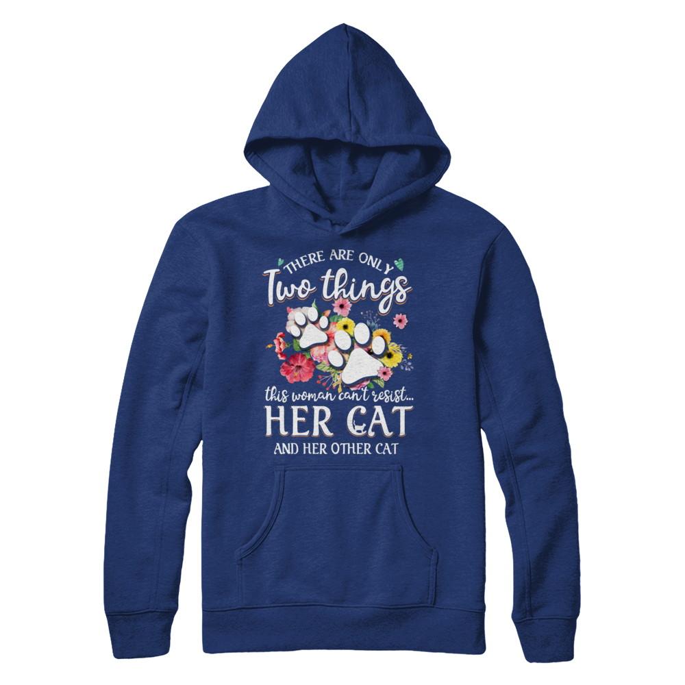 This Woman Can't Resist Her Cat And Her Other Cat-T-Shirt & Hoodie-Pullover Hoodie-Deep Royal