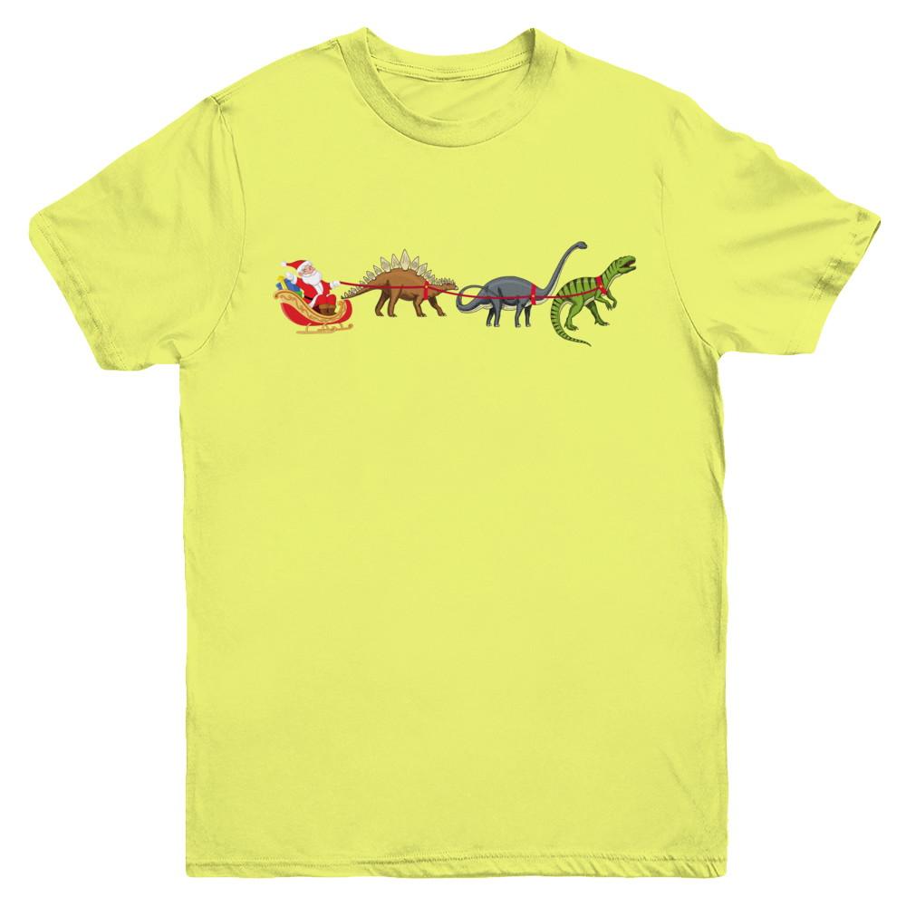 Xmas Cool Santa Sleigh Dinosaur Christmas Gift Youth-Youth Shirt-Youth T-Shirt-Daisy