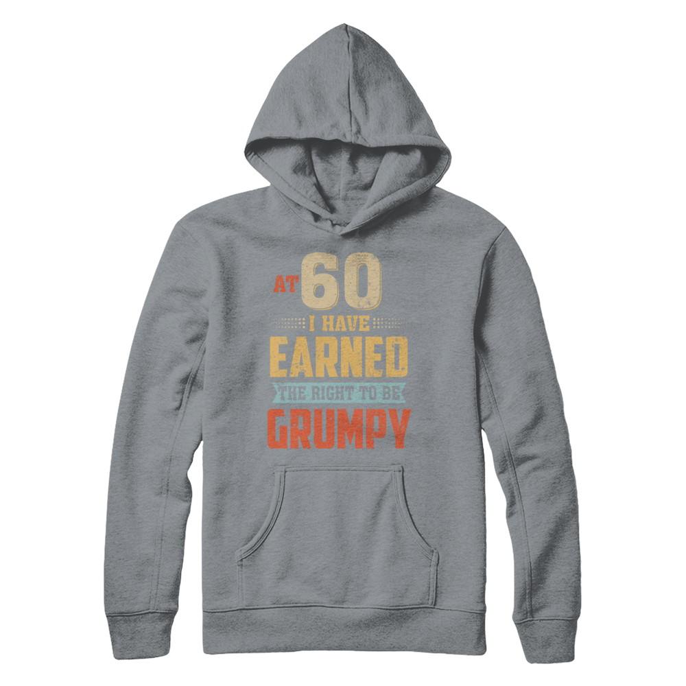 Vintage The Right To Be Grumpy 60th 1961 Birthday Gift-T-Shirt & Hoodie-Pullover Hoodie-Light Steel