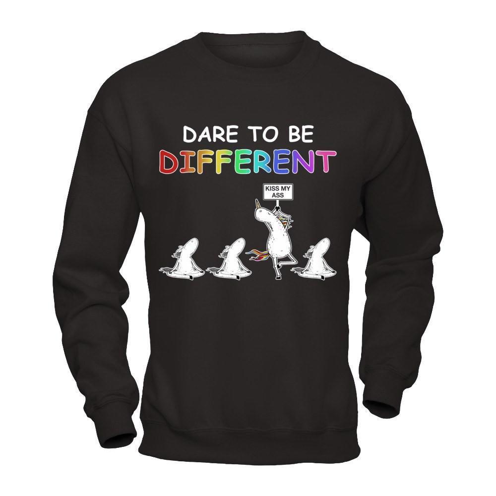 Rainbow Dare To Be Different-T-Shirt & Hoodie-Crewneck Sweatshirt-Black