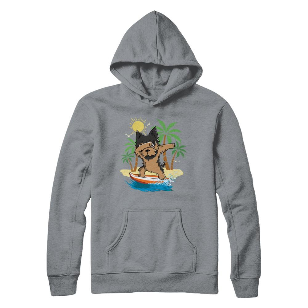 Summer Vacation Dabbing Yorkie Surfing Surfboard Gift-T-Shirt & Hoodie-Pullover Hoodie-Light Steel