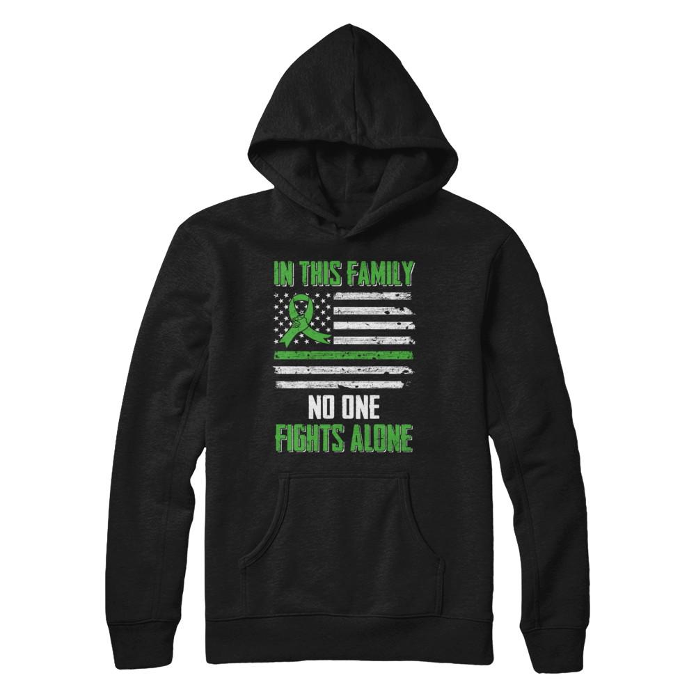 In This Family No One Fights Alone Liver Cancer Green-T-Shirt & Hoodie-Pullover Hoodie-Black