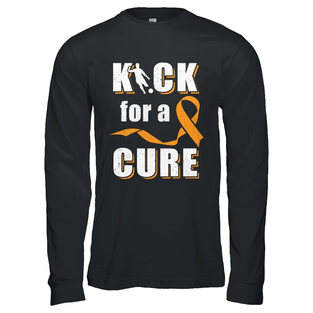 Kick For A Cure Soccer Orange Multiple Sclerosis Awareness-T-Shirt & Hoodie-Long Sleeve T-Shirt-Black