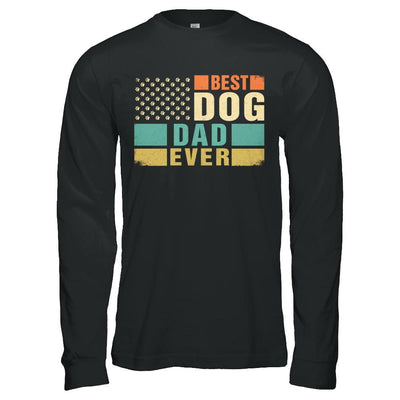 Vintage Retro BEST DOG DAD EVER American Flag Fathers Day-T-Shirt & Hoodie-Long Sleeve T-Shirt-Black