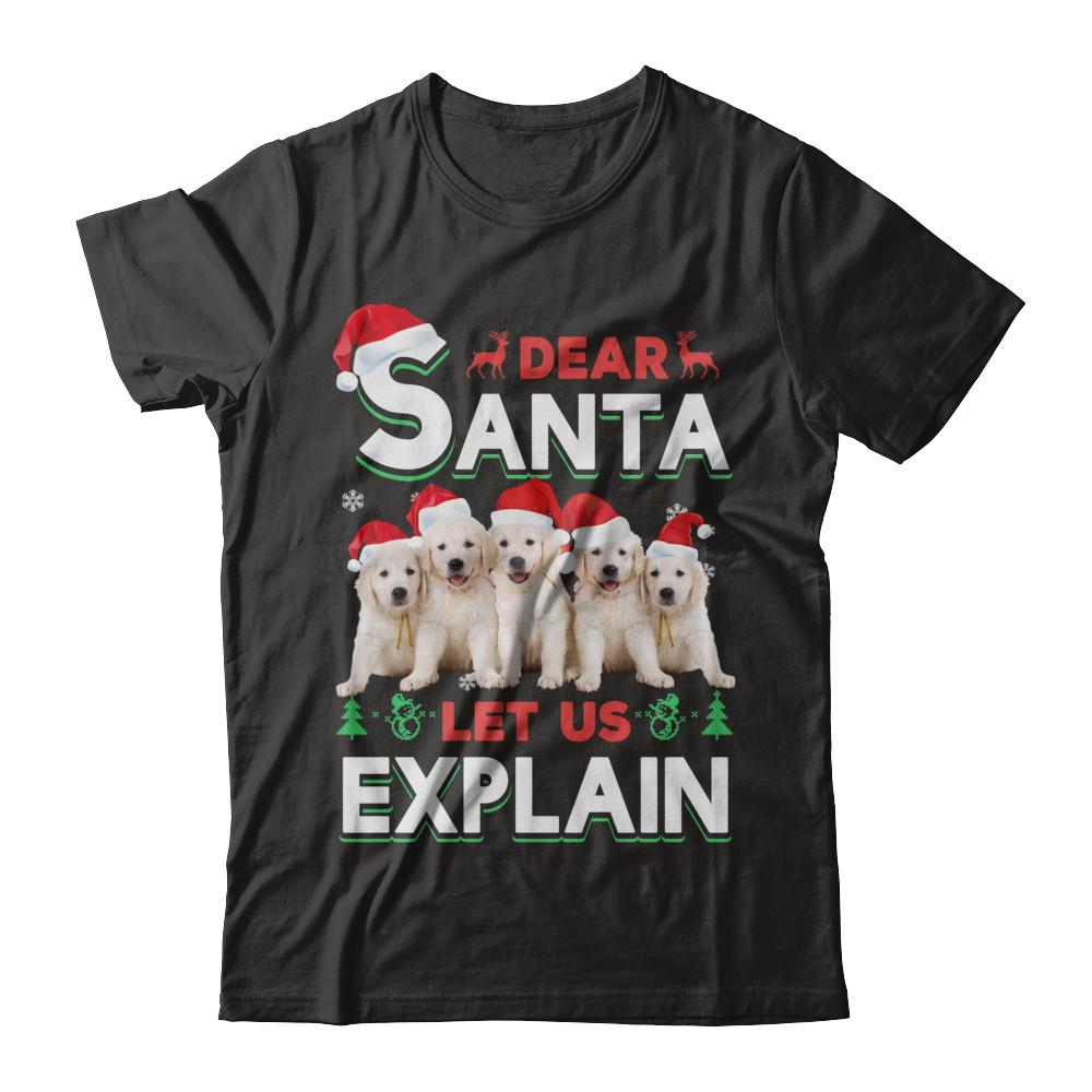 Dear Santa Funny Golden Retriever Puppies Christmas Gift-T-Shirt & Hoodie-Premium T-Shirt-Black