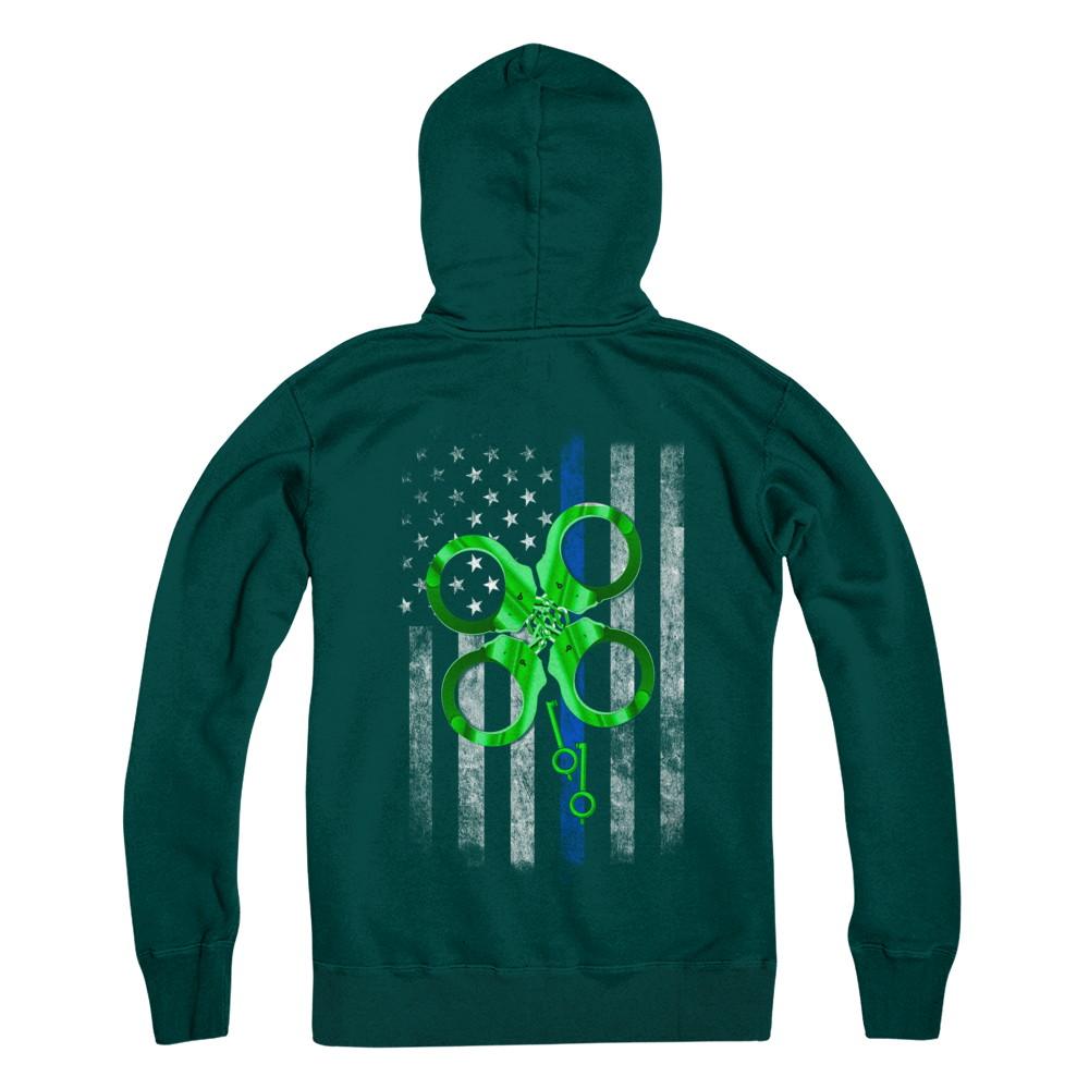 Thin Blue Line Happy St Patrick's Day Clover Police-T-Shirt & Hoodie-Pullover Hoodie-Deep Forest
