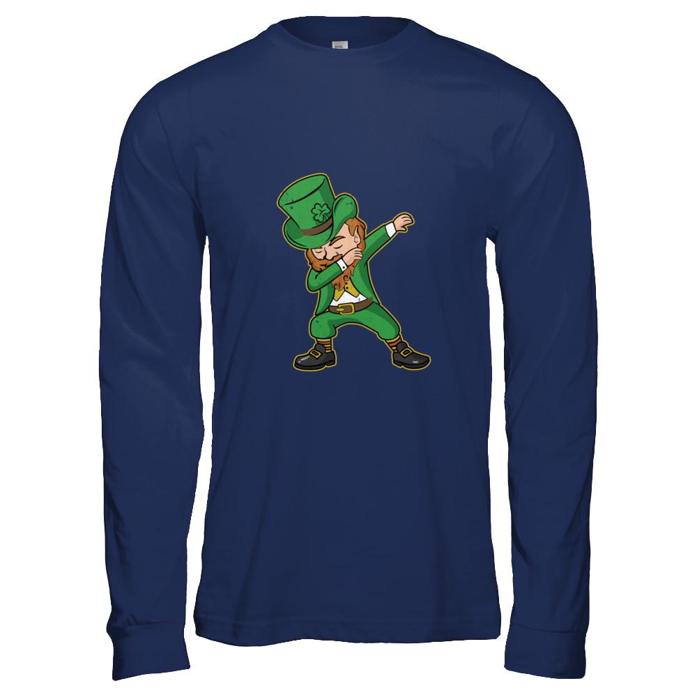 Dabbing St Patricks Day Leprechaun-T-Shirt & Hoodie-Long Sleeve T-Shirt-Navy