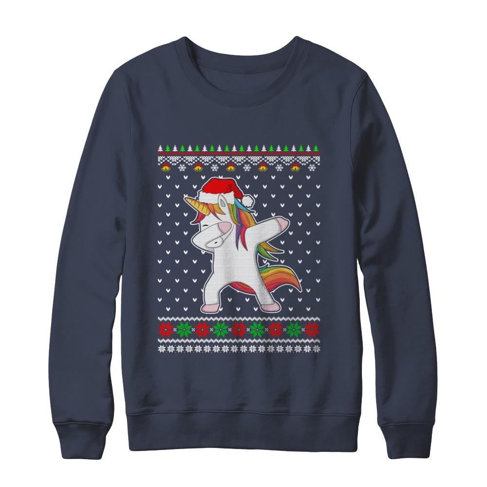 Dabbing Tangled Lights Ugly Christmas Sweater Girls-T-Shirt & Sweatshirt-Crewneck Sweatshirt-Navy