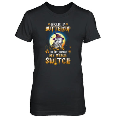 Buckle Up Buttercup Halloween Witch Husky Costume-T-Shirt & Tank Top-Women's T-Shirt-Black