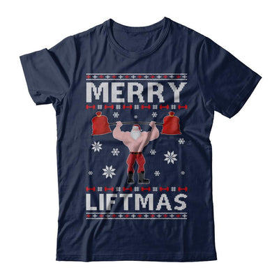 Christmas Merry Liftmas Santa Fitness Gym Ugly Sweater-T-Shirt & Sweatshirt-Classic T-Shirt-Navy