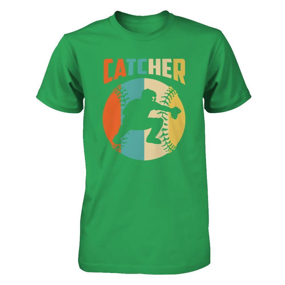 Classic Vintage Retro Style Catcher Baseball-T-Shirt & Hoodie-Premium T-Shirt-Kelly Green