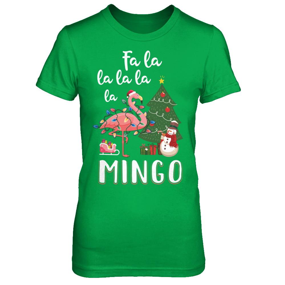 Cute Pink Flamingo Santa Hat Merry Christmas-T-Shirt & Hoodie-Women's T-Shirt-Irish Green