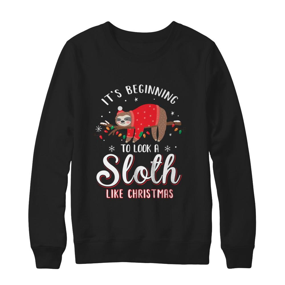 It's Beginning To Look A Sloth Like Christmas Gifts-T-Shirt & Sweatshirt-Crewneck Sweatshirt-Black