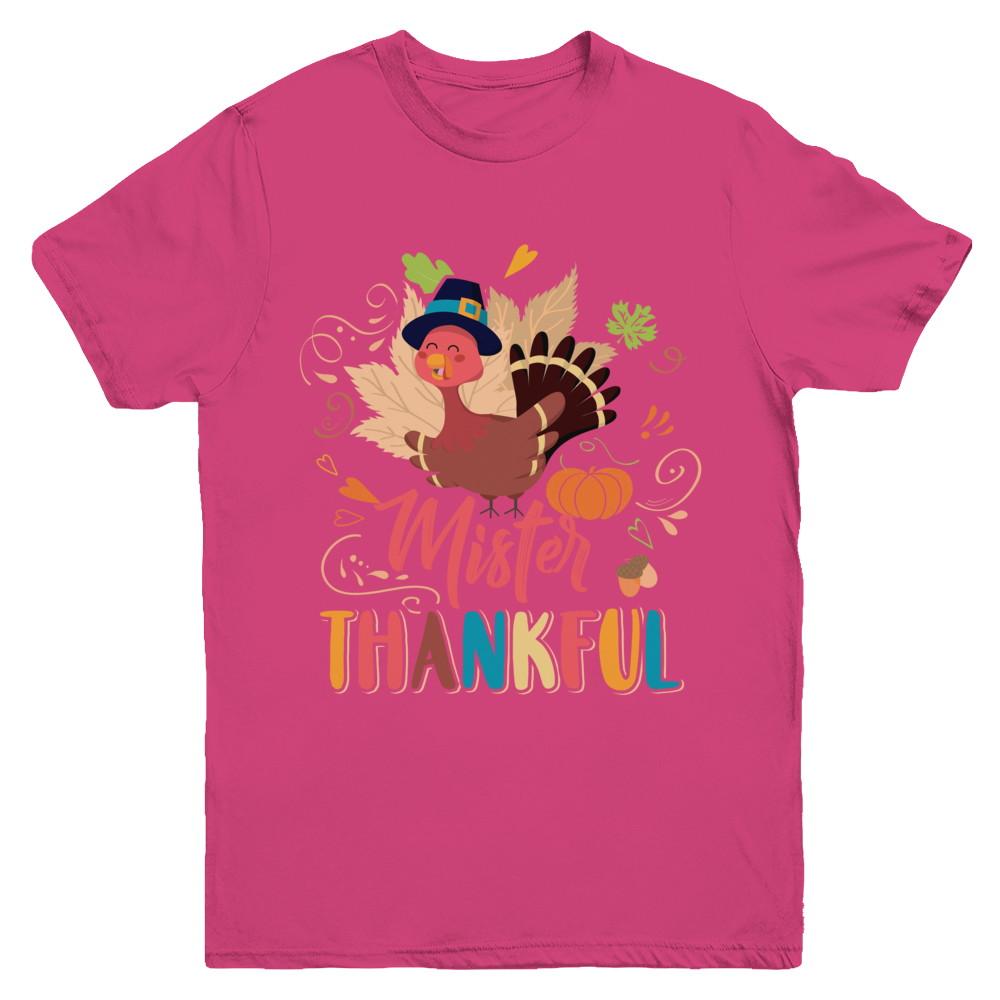 Cute Mister Thankful Turkey Thanksgiving Youth-Youth Shirt-Youth T-Shirt-Heliconia