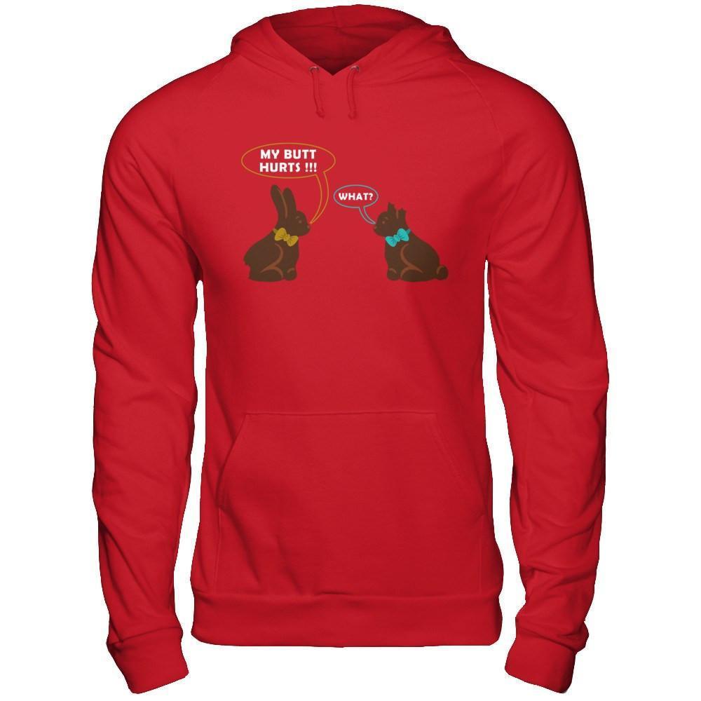 My Butt Hurts What Funny Easter Bunny-T-Shirt & Hoodie-Pullover Hoodie-Red