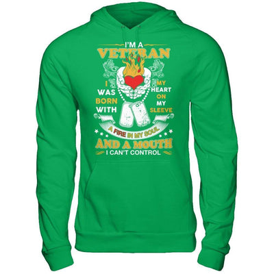 I'm A Veteran I Was Born With My Heart On My Sleeve-T-Shirt & Hoodie-Pullover Hoodie-Irish Green