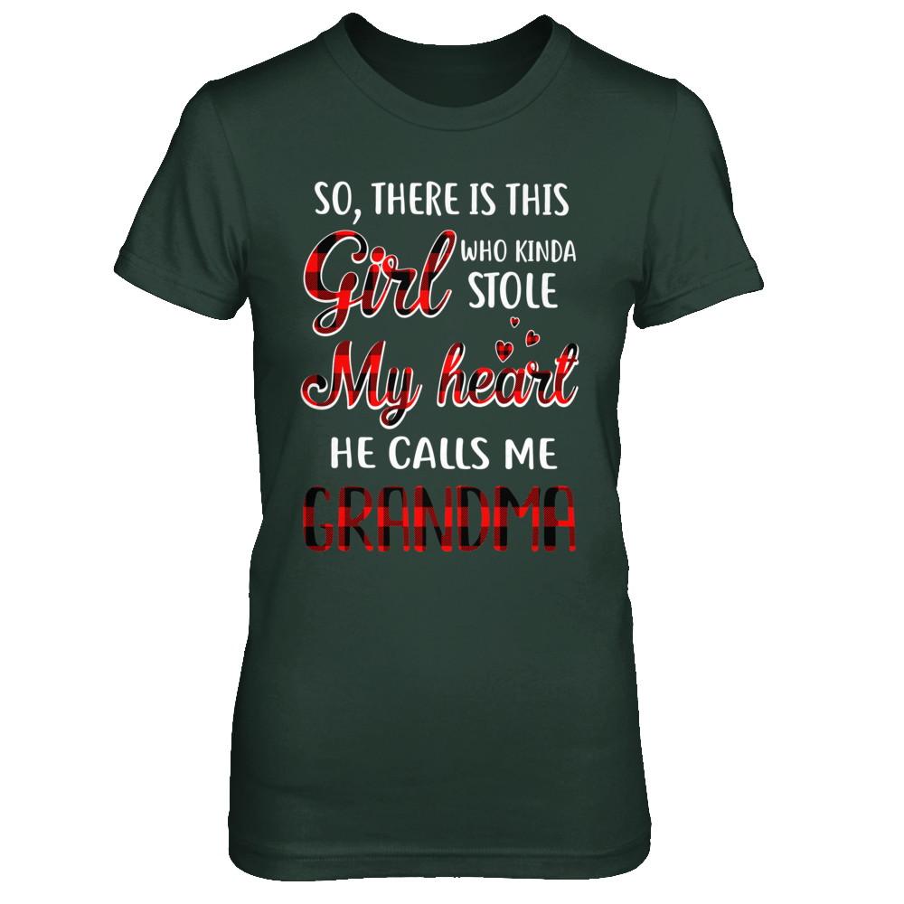 This Girl Who Kinda Stole My Heart He Calls Me Grandma-T-Shirt & Hoodie-Women's T-Shirt-Forest Green