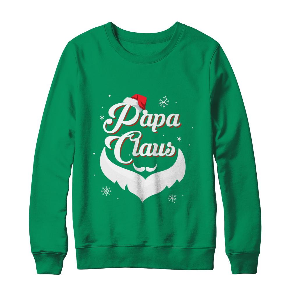 Santa Beard Matching Christmas Pajamas Papa Claus-T-Shirt & Sweatshirt-Crewneck Sweatshirt-Irish Green