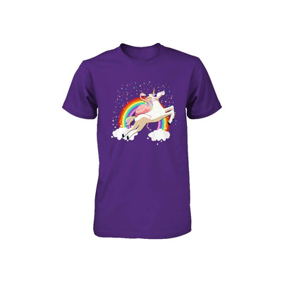 Flamingo Pink Bird Riding Unicorn Youth-Youth Shirt-