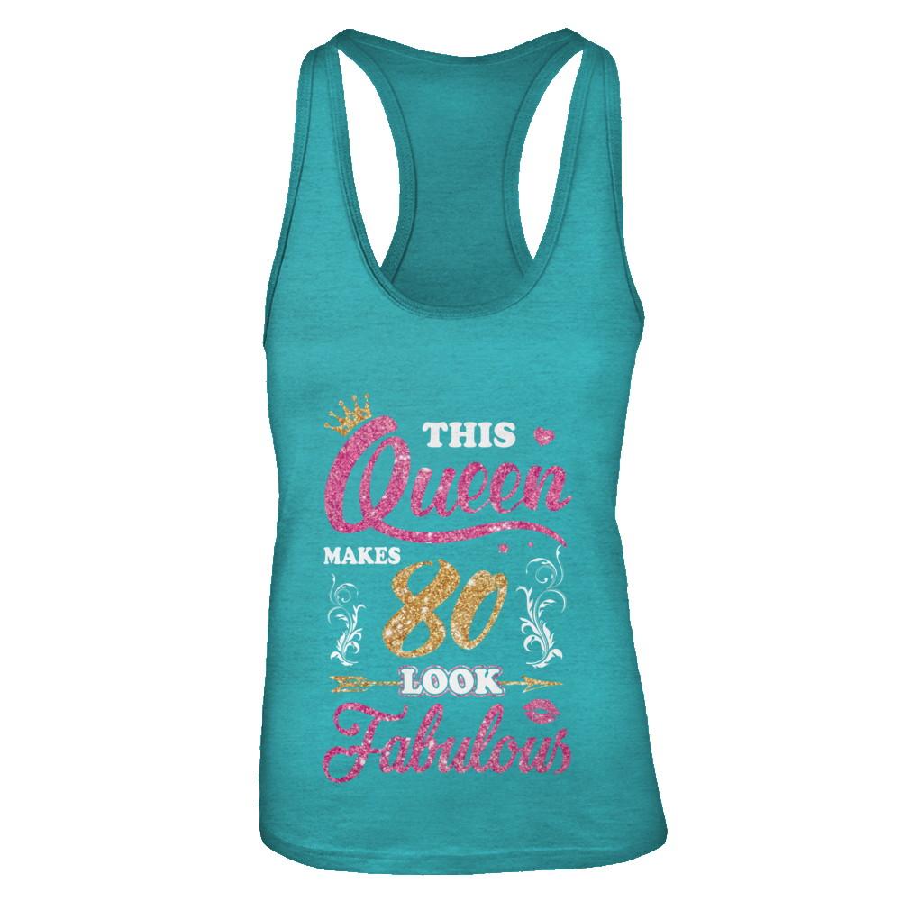This Queen Makes 80 Look Fabulous 1941 80th Birthday-T-Shirt & Tank Top-Women's Ideal Racerback Tank-Tahiti Blue