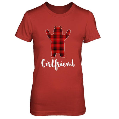 Red Girlfriend Bear Buffalo Plaid Family Christmas Pajamas-T-Shirt & Sweatshirt-Women's T-Shirt-Red