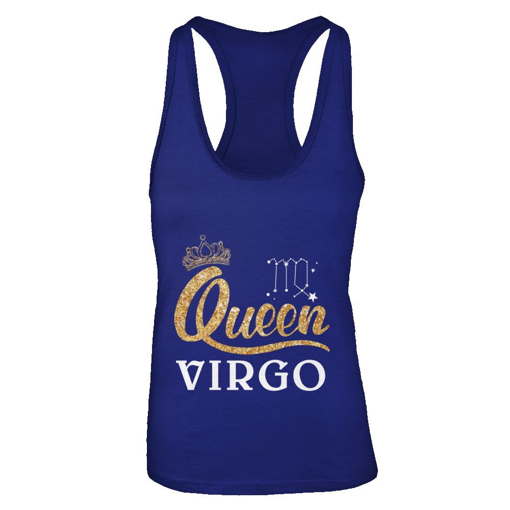 Queen Virgo Zodiac August September Birthday Gift-T-Shirt & Tank Top-Women's Ideal Racerback Tank-Royal