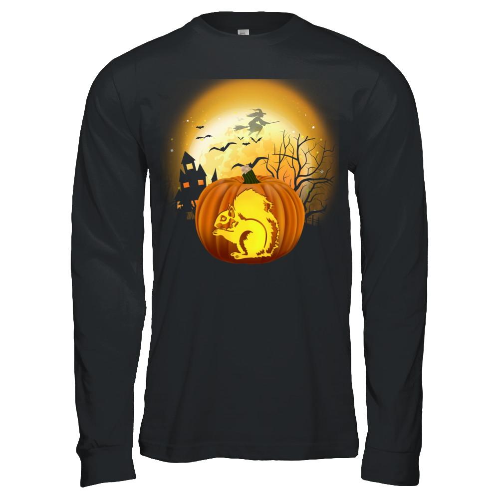 Pumpkin Squirrel Halloween Human Costume-T-Shirt & Hoodie-Long Sleeve T-Shirt-Black