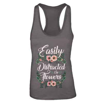Easily Distracted By Flowers-T-Shirt & Tank Top-Women's Ideal Racerback Tank-Dark Grey