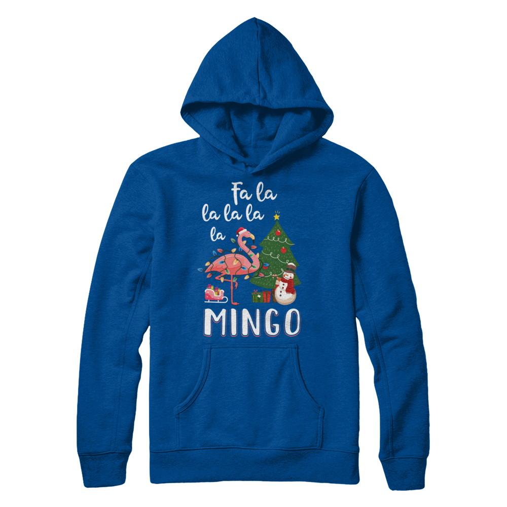 Cute Pink Flamingo Santa Hat Merry Christmas-T-Shirt & Hoodie-Pullover Hoodie-Deep Royal