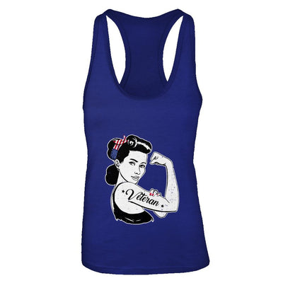 Woman Veteran Strong Girl America 4Th July-T-Shirt & Tank Top-Women's Ideal Racerback Tank-Royal