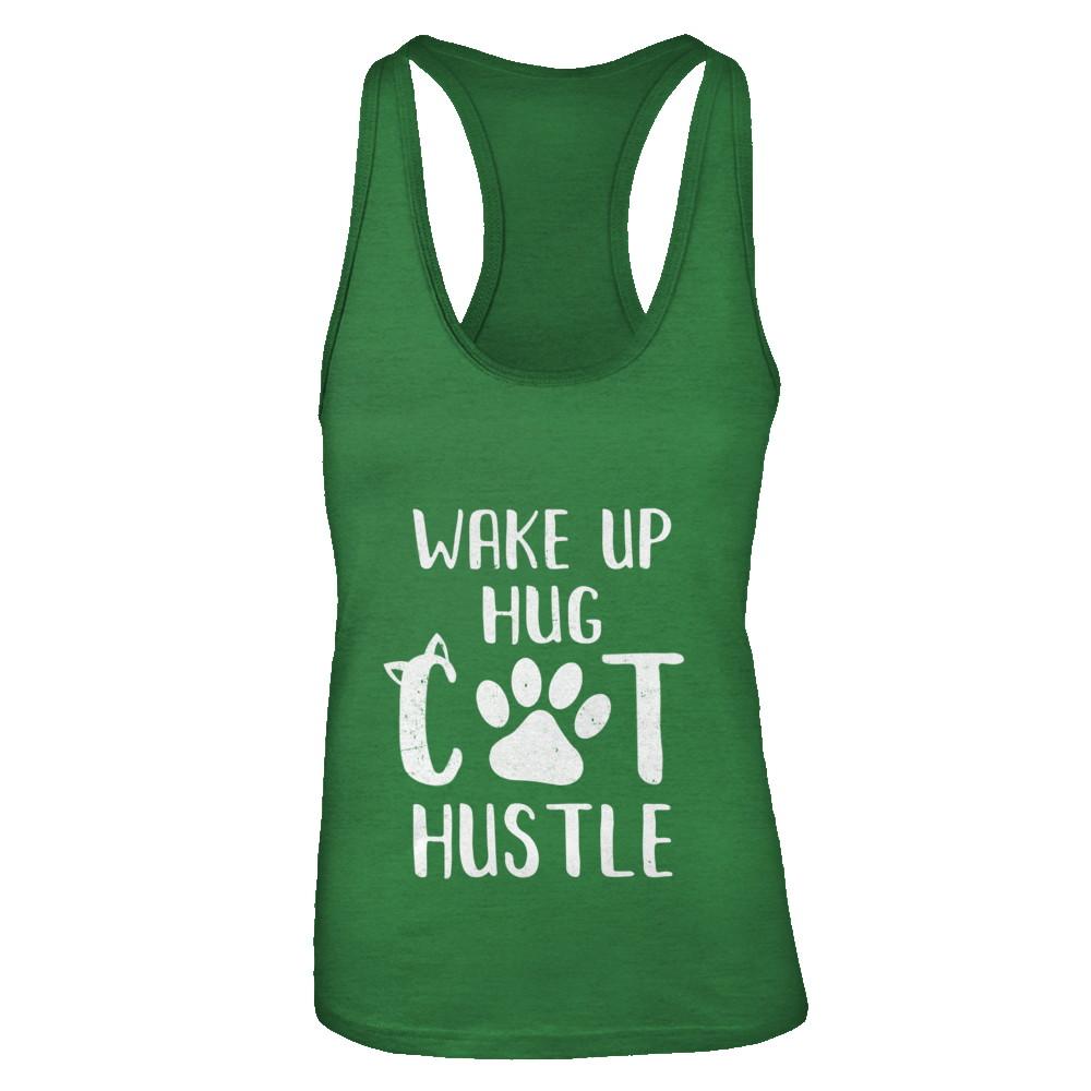 Wake Up Hug Cat Hustle Cats Lover Gift-T-Shirt & Tank Top-Women's Ideal Racerback Tank-Kelly Green