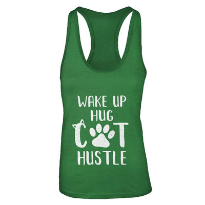 Wake Up Hug Cat Hustle Cats Lover Gift-T-Shirt & Tank Top-Women's Ideal Racerback Tank-Kelly Green