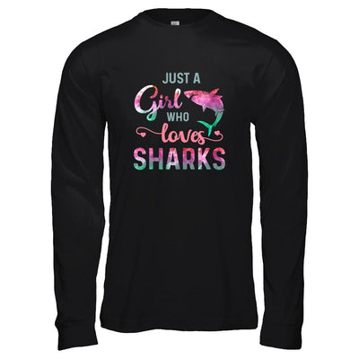 Just A Girl Who Loves Sharks Shark Lover-T-Shirt & Tank Top-Long Sleeve T-Shirt-Black