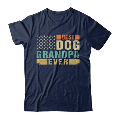 Vintage Retro BEST DOG GRANDPA EVER American Flag Fathers Day-T-Shirt & Hoodie-Classic T-Shirt-Navy