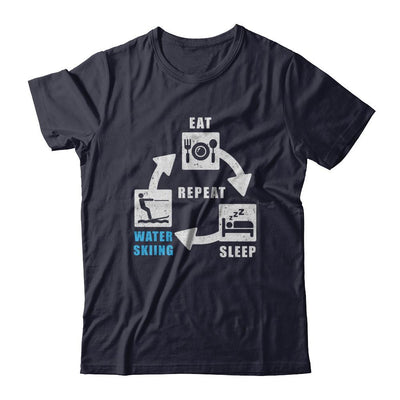 Eat Sleep Water Skiing Repeat Funny Lake Sports-T-Shirt & Hoodie-Premium T-Shirt-Midnight Navy