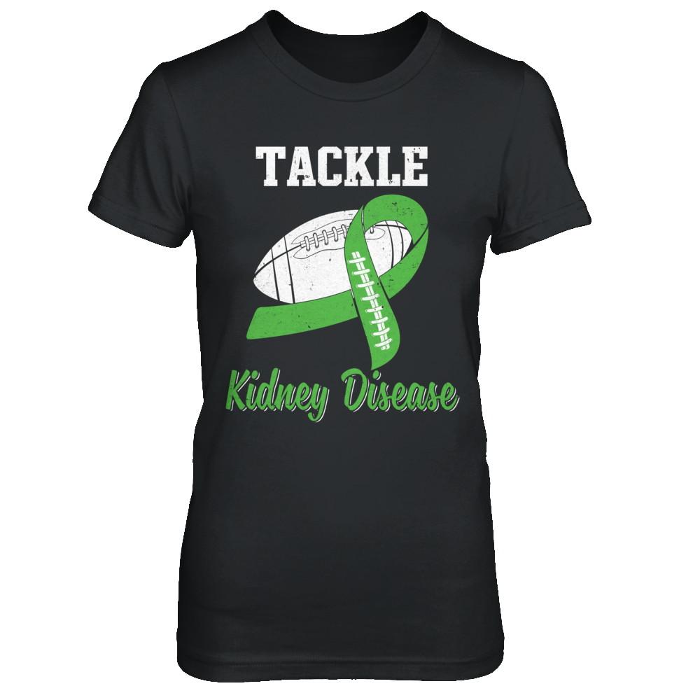 Football Survivor Tackle Green Kidney Disease Awareness-T-Shirt & Hoodie-Women's T-Shirt-Black