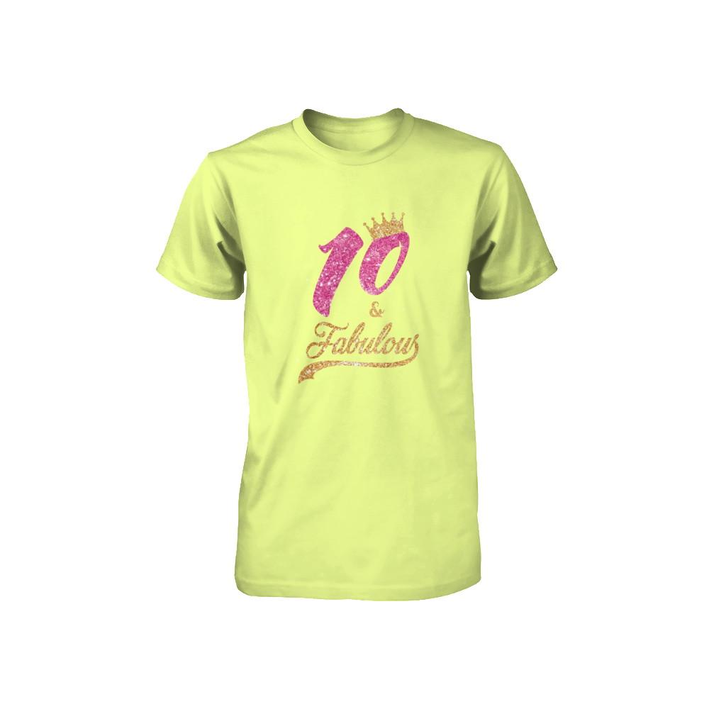 10Th And Fabulous Ten Birthday Youth-Youth Shirt-Youth T-Shirt-Neon Yellow