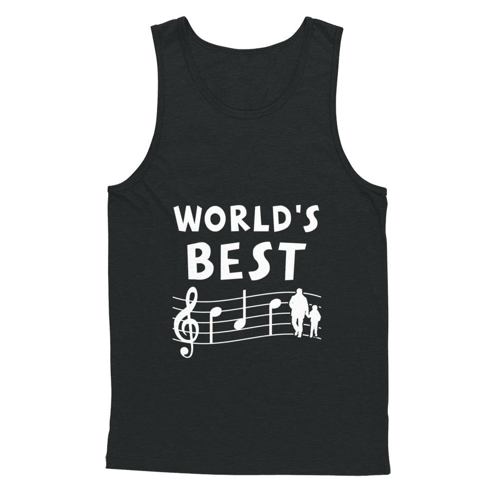 World's Best Dad Ever Treble Clef Musician Fathers Day-T-Shirt & Hoodie-Unisex Tank-Black