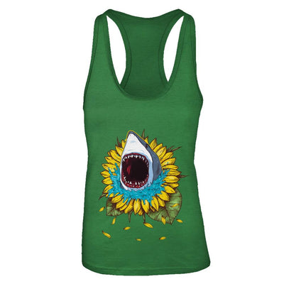Shark Sunflower Funny Shark Lover Gift-T-Shirt & Tank Top-Women's Ideal Racerback Tank-Kelly Green