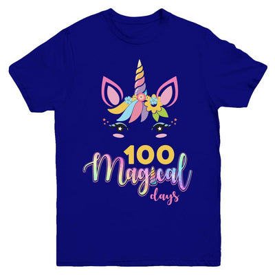 100 Magical Days Of School Unicorn Girl Gifts Youth-Youth Shirt-Youth T-Shirt-Navy