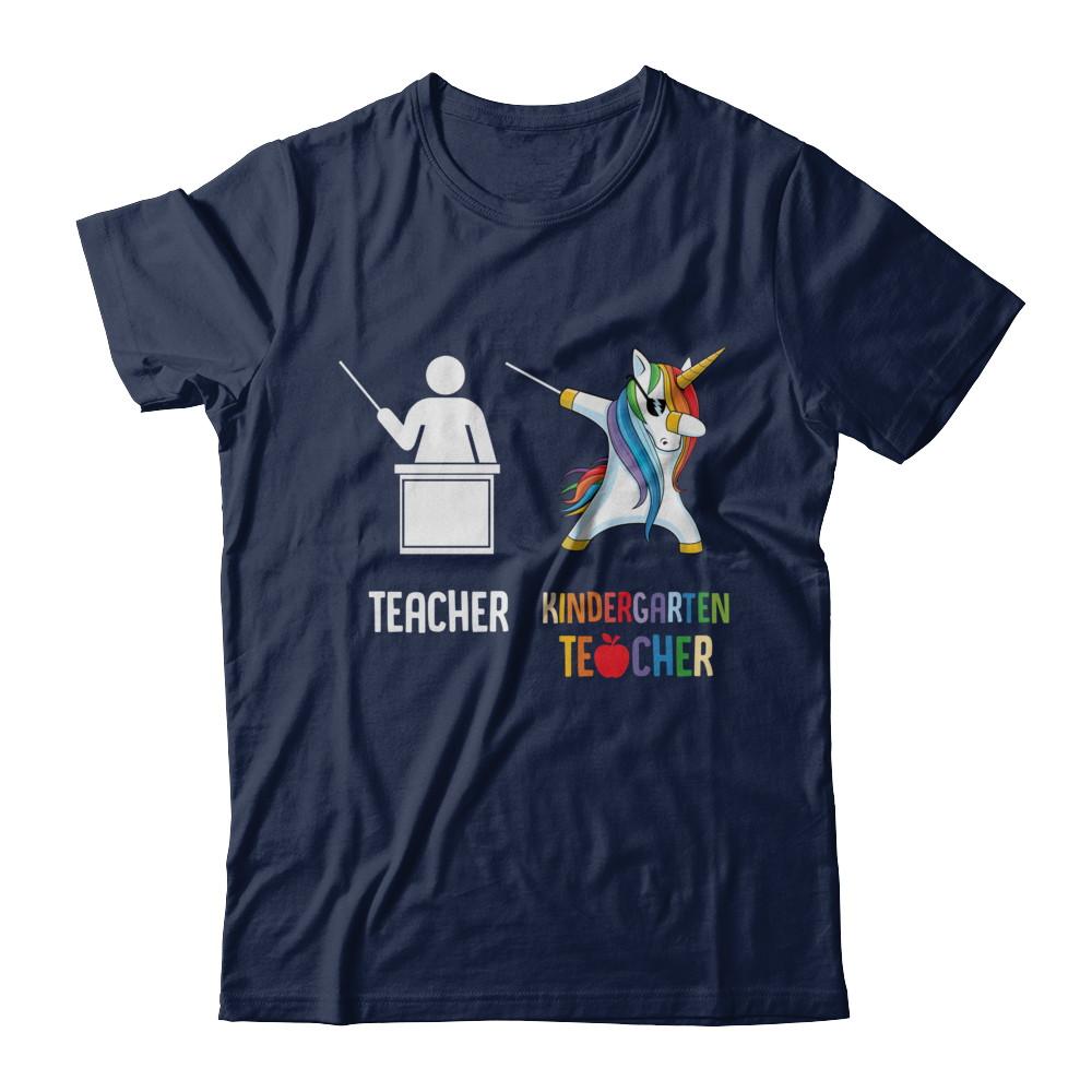 Dabbing Unicorn Kindergarten Teacher Funny Gifts Dab-T-Shirt & Hoodie-Classic T-Shirt-Navy