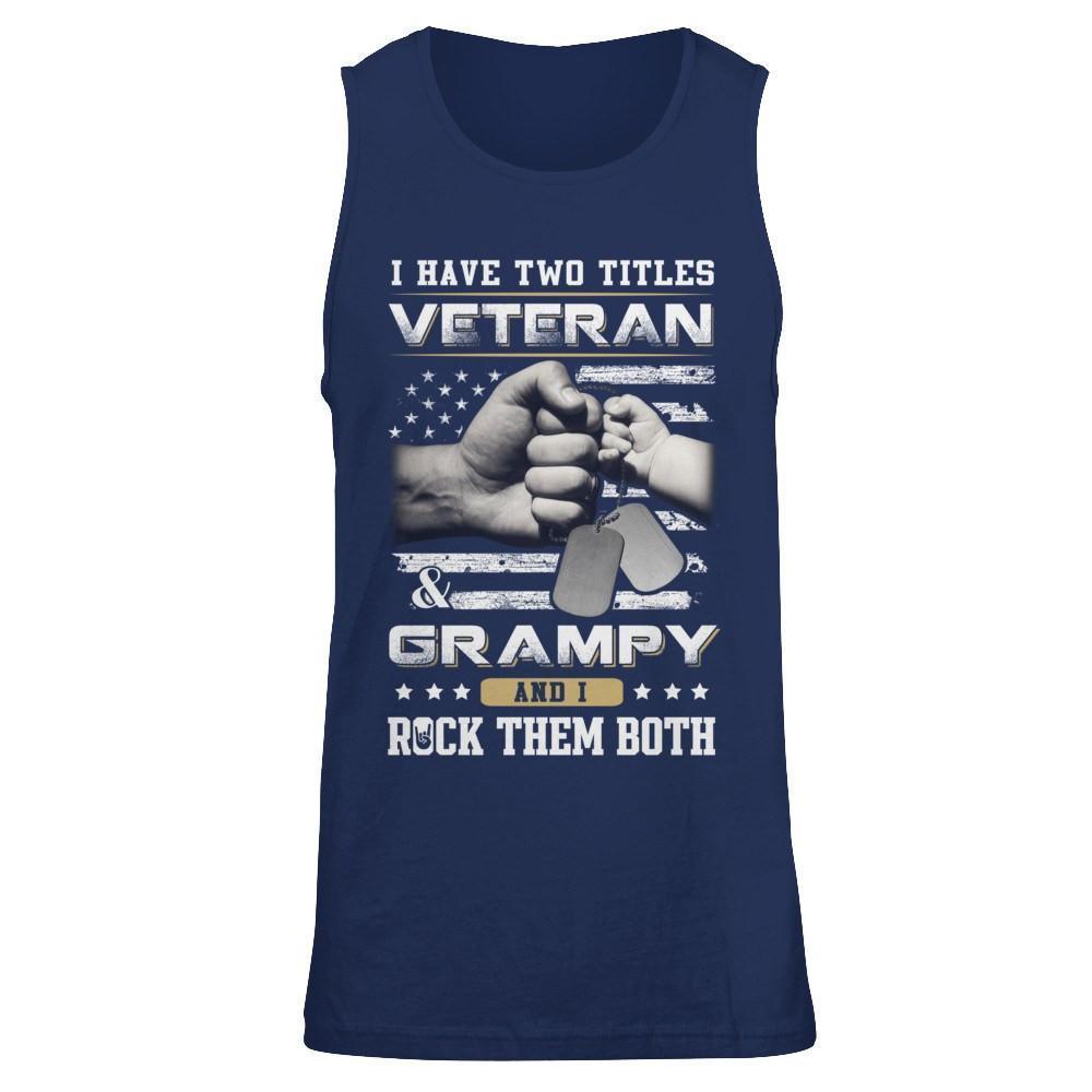 I Have Two Titles Veteran And Grampy-T-Shirt & Hoodie-Unisex Tank-Navy