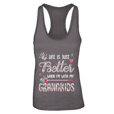 Life Is Just Better When Im With My Grandkids Grandma Gift-T-Shirt & Tank Top-Women's Ideal Racerback Tank-Dark Grey