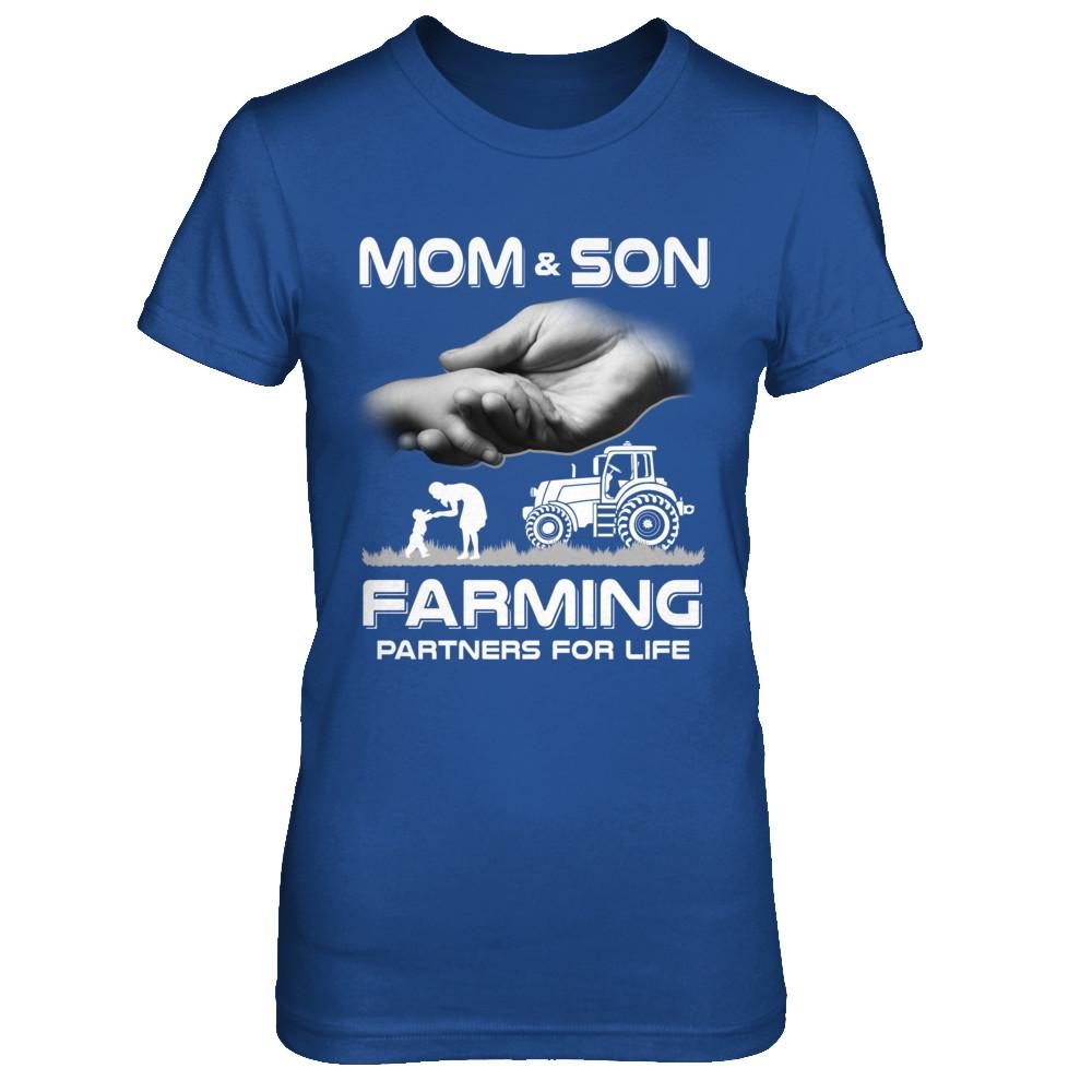 Farmer Mom And Son Farming Partners For Life Mothers Day-T-Shirt & Hoodie-Women's T-Shirt-Royal