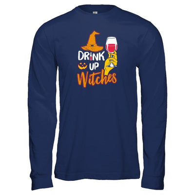 Drink Up Witches Funny Halloween Wine Lover-T-Shirt & Tank Top-Long Sleeve T-Shirt-Navy