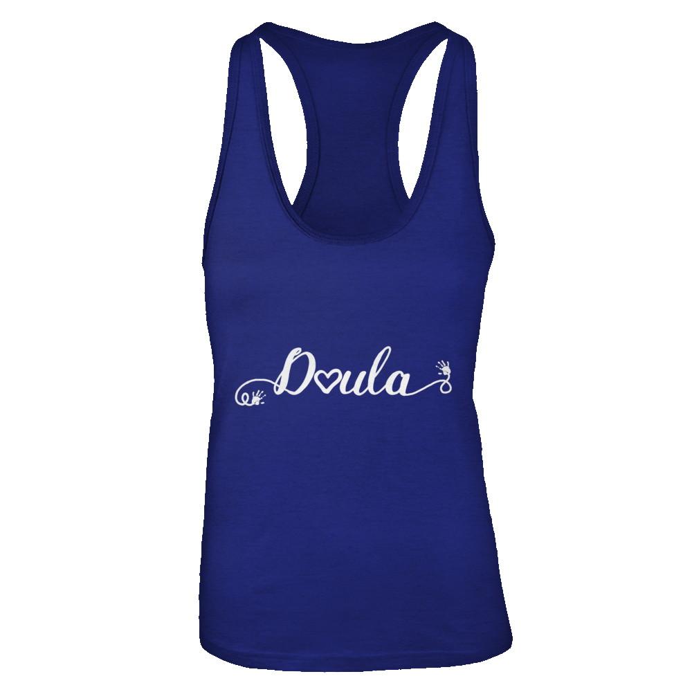 Doula Heart For Birth Baby Born Postpartum-T-Shirt & Tank Top-Women's Ideal Racerback Tank-Royal