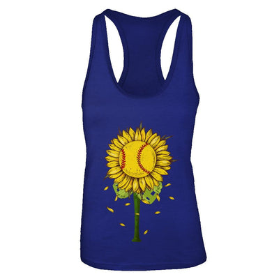 Sunflower Softball Mom Daughter Lover Gift-T-Shirt & Tank Top-Women's Ideal Racerback Tank-Royal