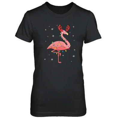 Santa Hat Flamingo Reindeer Christmas Gifts-T-Shirt & Hoodie-Women's T-Shirt-Black
