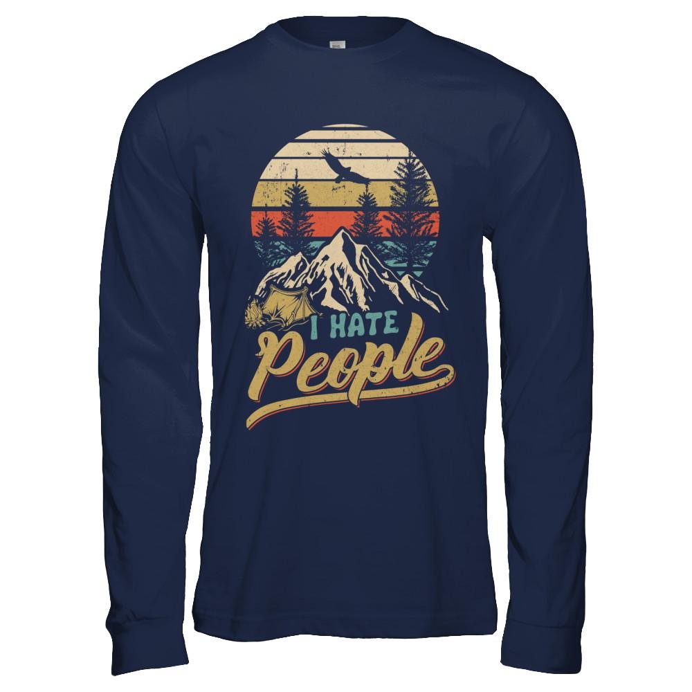 Camping I Hate People Camper Lovers-T-Shirt & Hoodie-Long Sleeve T-Shirt-Navy